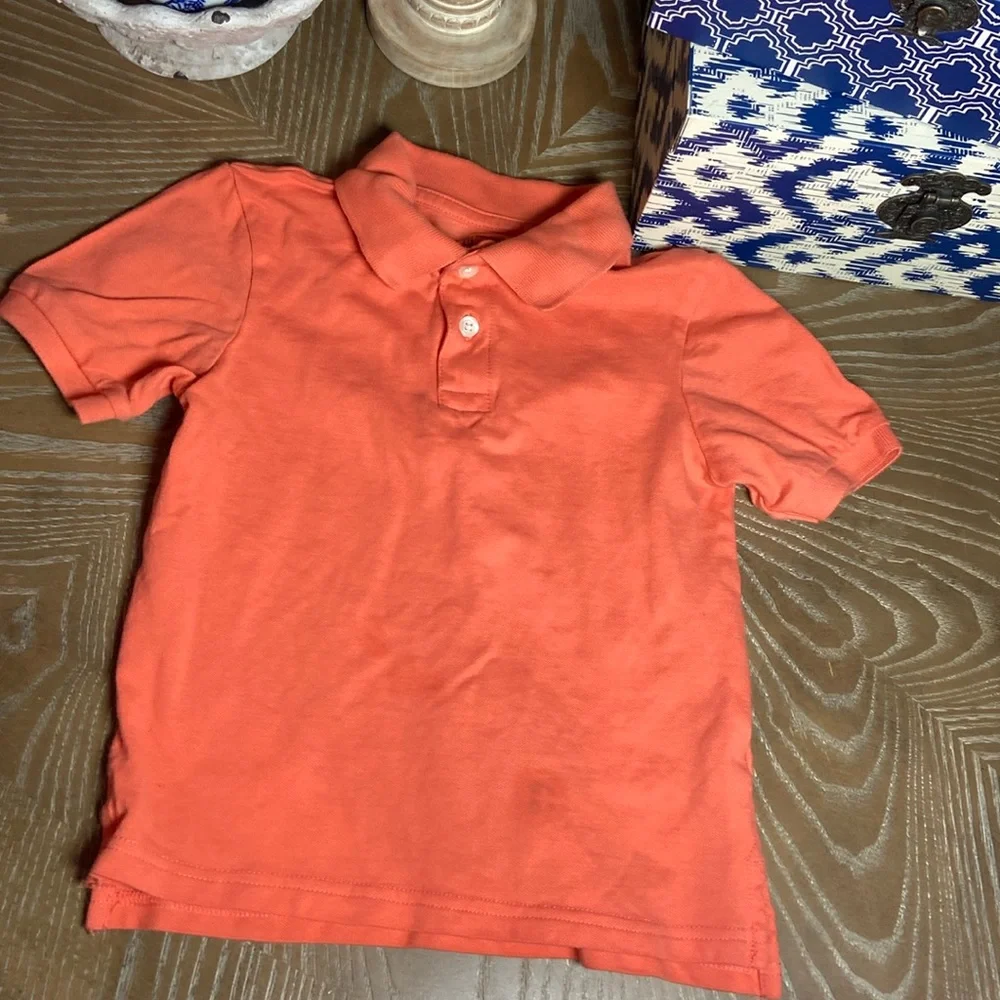 Little Boy Salmon Orange Short Sleeve Polo Golf Shirt Shirt Small